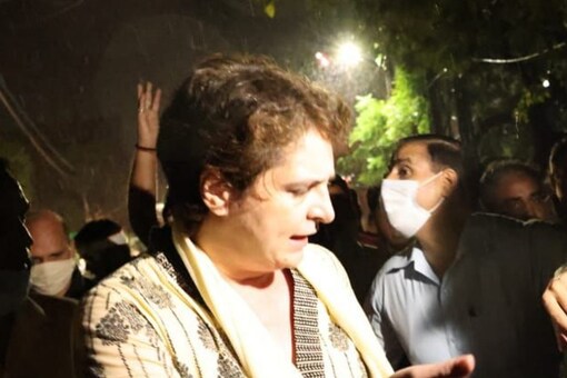 Congress leader Priyanka Gandhi Vadra in Lakhimpur Kheri. (News18) 