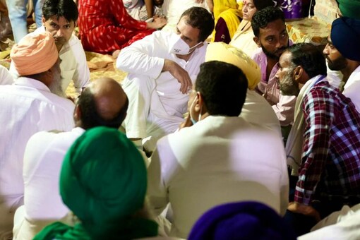 Congress leader Rahul Gandhi meets families of the farmers killed in the Lakhimpur Kheri incident, on October 6, 2021. (Twitter/@INCIndia)