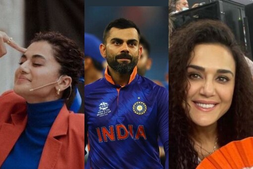Several Indian celebrities were clicked in the stadium cheering for the Indian cricket team