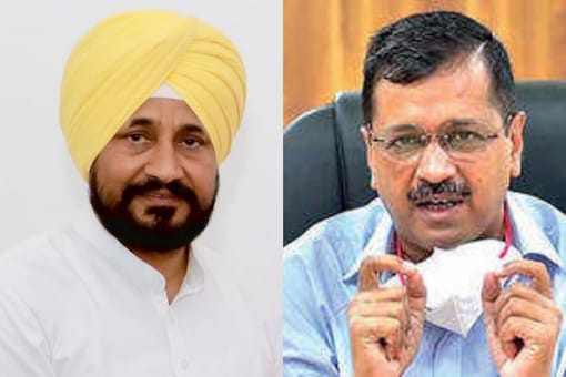 File photo of Charanjit Singh Channi and Arvind Kejriwal (PTI)