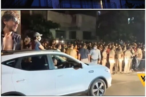 A massive crowd has gathered outside Mannat to wish Shah Rukh Khan on his birthday.