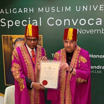 Natarajan Chandrasekaran, Chairman of Tata Sons Ltd, has been conferred with the Honorary Doctorate Degree, Doctor of Science (DSC) Honoris Causa by AMU.