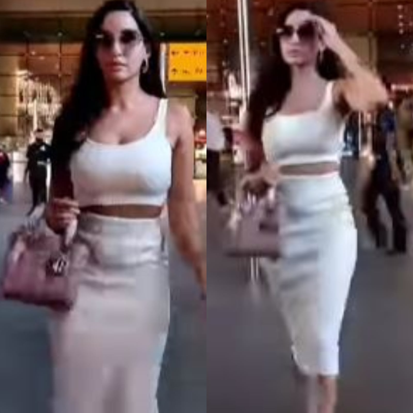 Nora Fatehi in white bralette and bodycon skirt adds sensuous charm to  airport look - India Today
