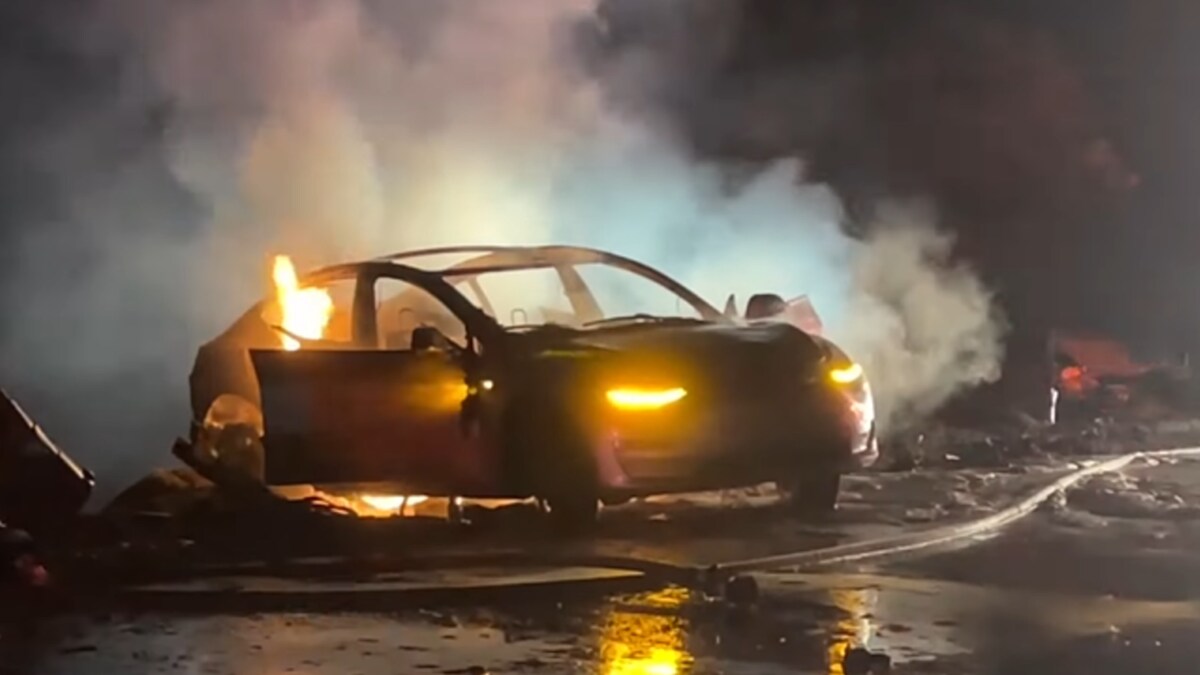 WATCH: Tesla Model 3 Electric Car Bursts in Flames After Accident in Autopilot Mode