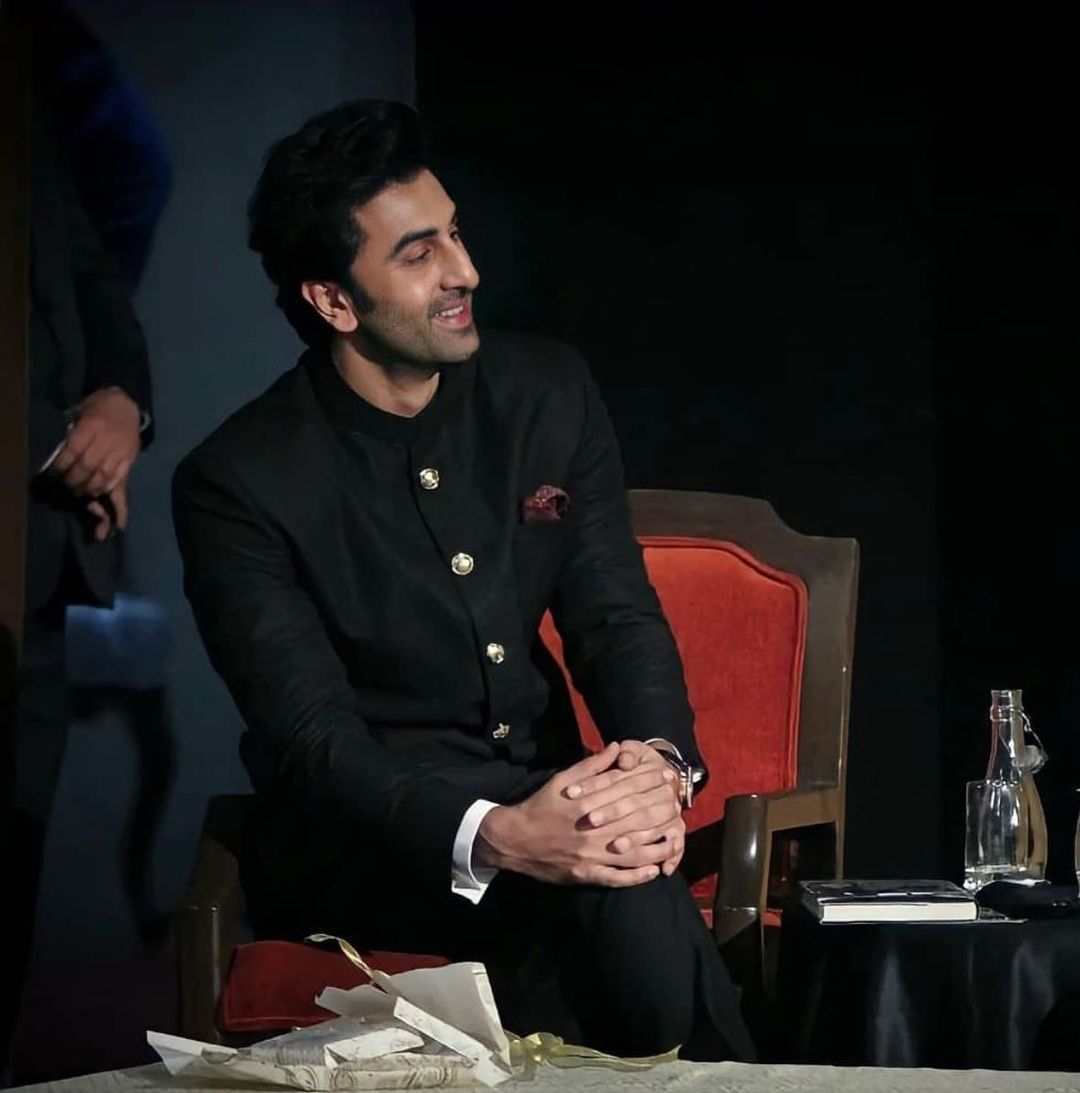 Ranbir Kapoor Bollywood Partywear Black Jodhpuri Suit