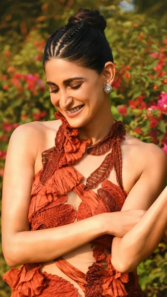 Aahana Kumra Is A Flamboyant Fashionista In Her Sheer Orange Dress
