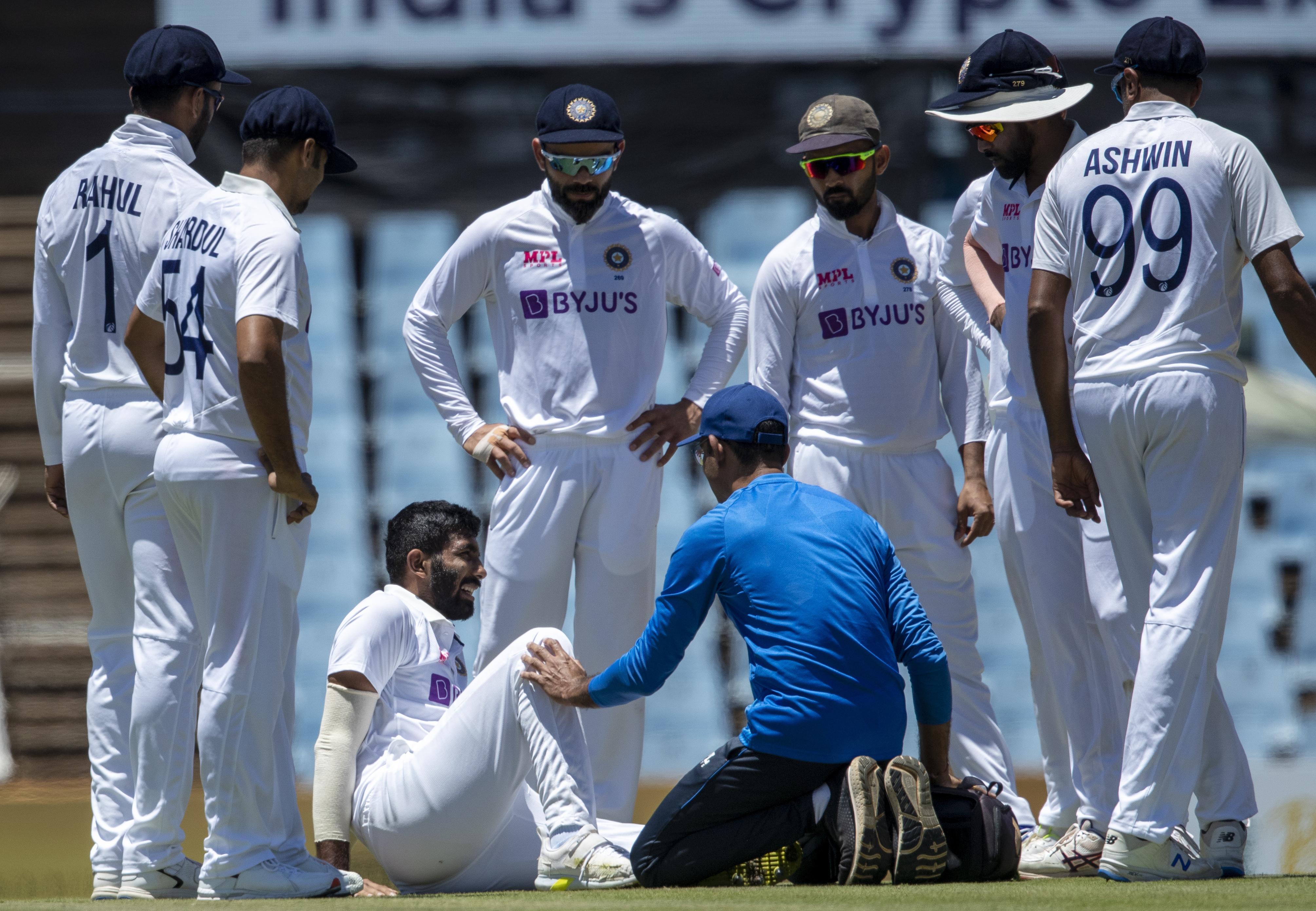 jasprit bumrah attended to by team physio