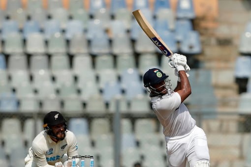 Mayank Agarwal plays a shot on day 1 of the second Test vs New Zealand in Mumbai.