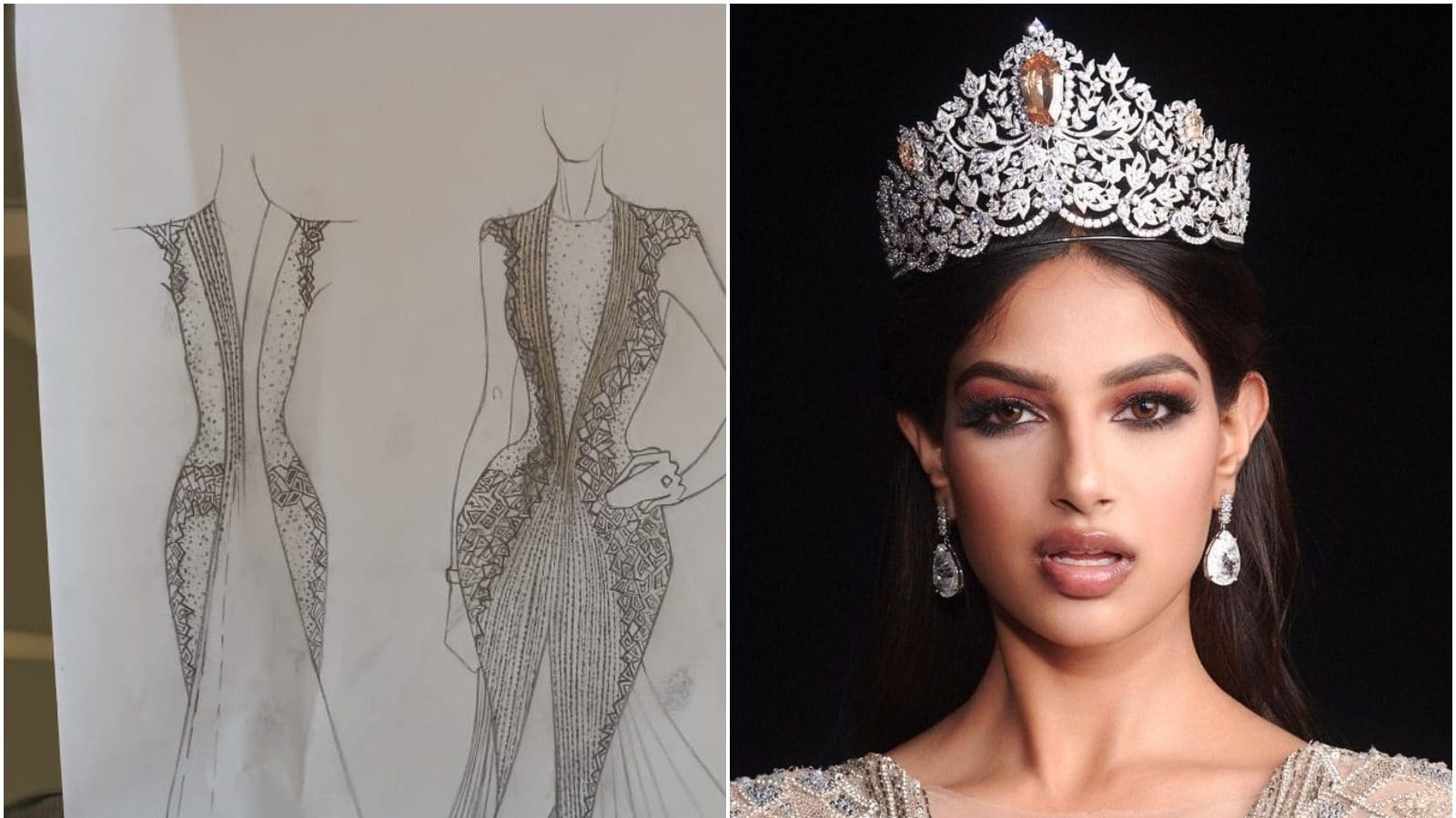 Harnaaz Sandhu's Finale Gown Sketches Shared by Fashion Designer Saisha