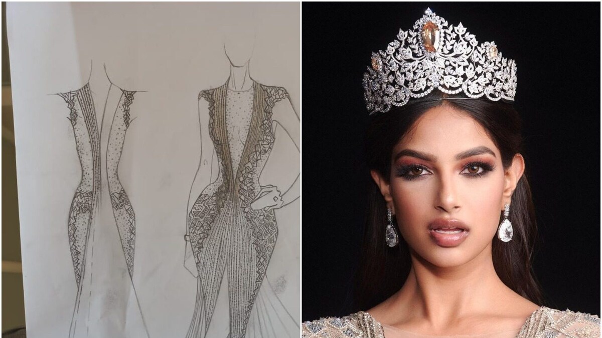 Miss Universe 2021: Harnaaz Sandhu's Finale Gown Sketches Shared by Fashion Designer Saisha Shinde