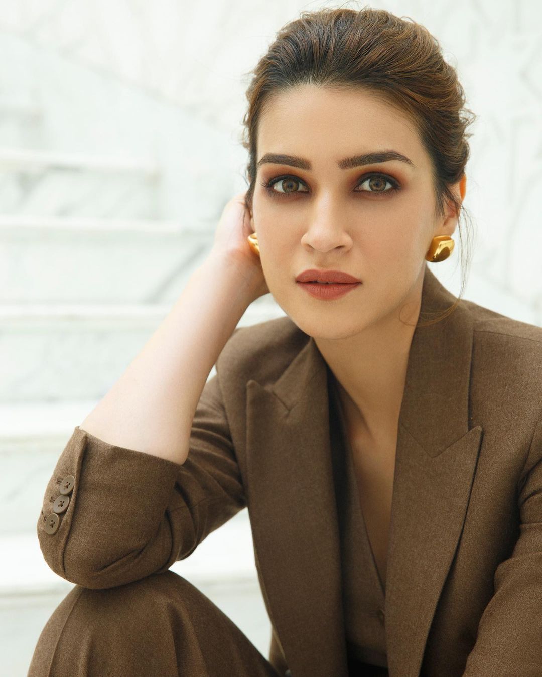 Kriti Sanon Monotone Brown Pantsuit Embracing Boss Lady Vibes With Style