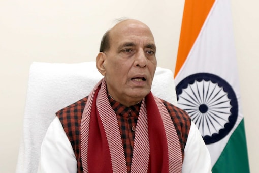 Rajnath Singh also made a reference to how Jan Sangh founder Shyama Prasad Mookerji had mentioned in the 1951 election manifesto about eliminating Article 370 from Jammu and Kashmir. (File photo/Twitter)