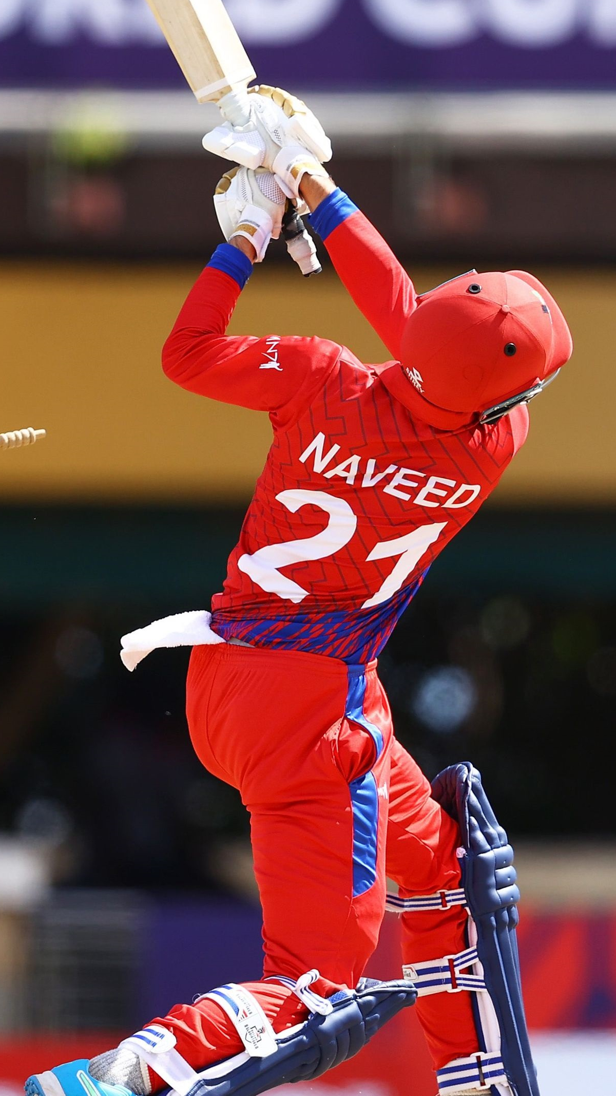 Izharulhaq Naveed of Afghanistan is bowled by Vinuja Ranpul of Sri Lanka during the ICC U19 Men's Cricket World Cup match between Sri Lanka and Afghanistan at Coolidge Cricket Ground on January 27, 2022 in Antigua. (Pic Credit: ICC) Izharulhaq Naveed plays a shot