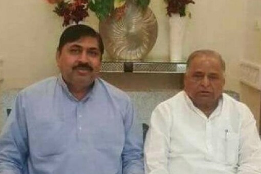 Mulayam Singh Yadav with his brother-in-law Pramod Gupta. (Image: Twitter)
