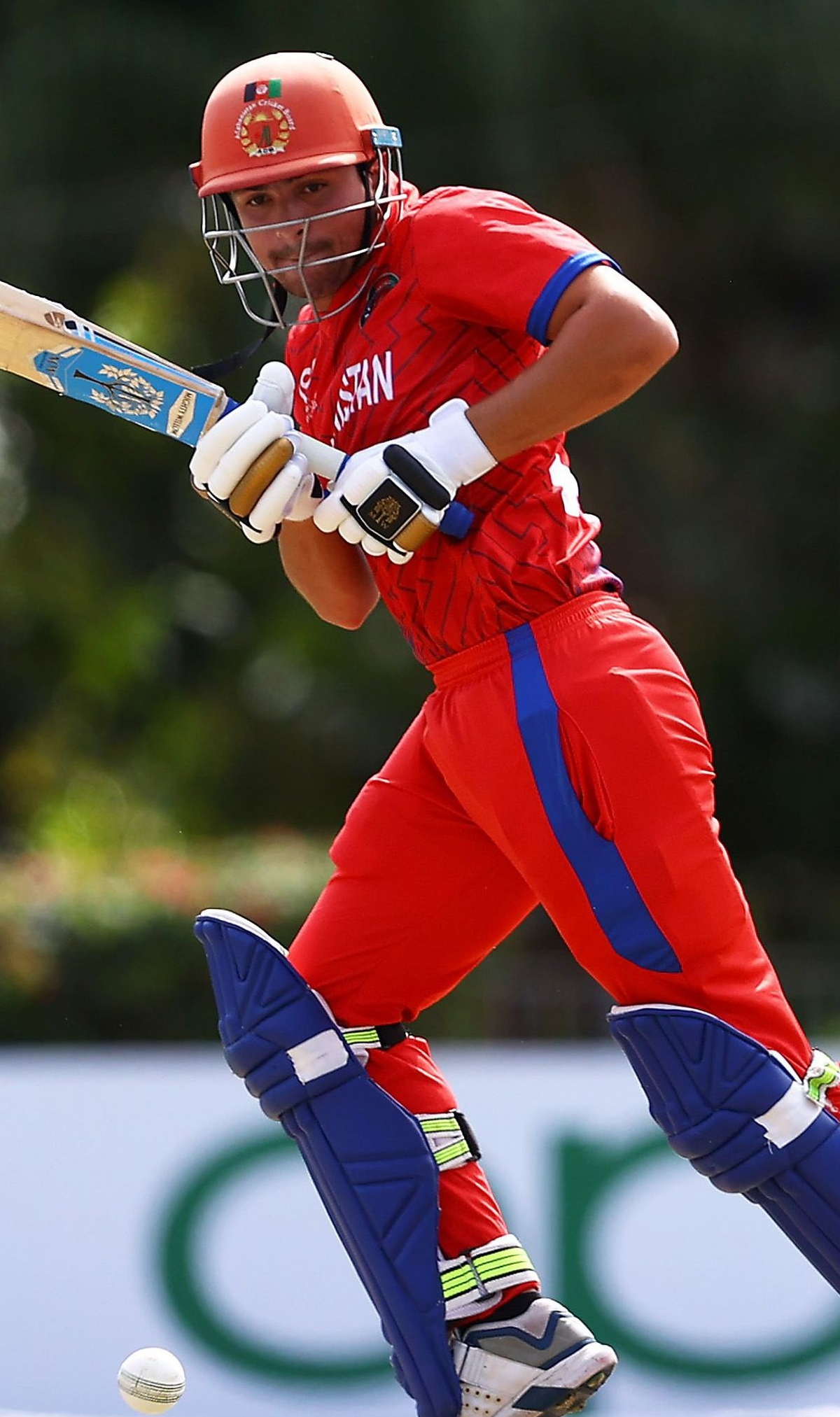 Noor Ahmad of Afghanistan plays a shot as Anjala Bandara of Sri Lanka keeps during the ICC U19 Men's Cricket World Cup match between Sri Lanka and Afghanistan at Coolidge Cricket Ground. (Pic Credit: ICC) Noor Ahmad plays a shot