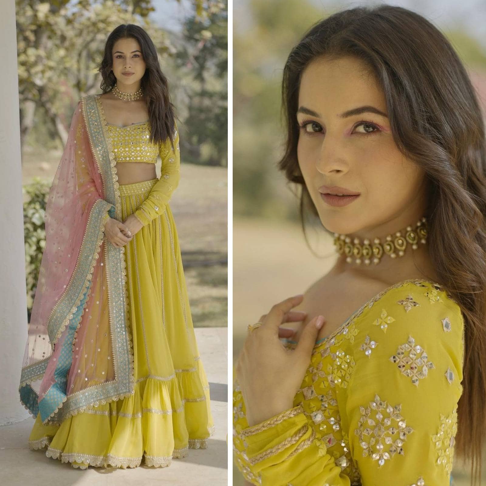 Shehnaaz Gill Looks Spellbinding In Yellow Lehenga With Mirrorwork Details, See The Diva's Gorgeous Photos Shehnaaz Gill Looks Spellbinding In Yellow Lehenga With Mirrorwork Details, See The Diva's Gorgeous Photos