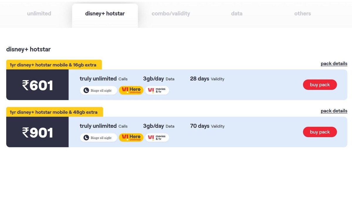 Vi Reintroduces Rs 601 Prepaid Plan That Retains Disney+ Hotstar Annual Subscription