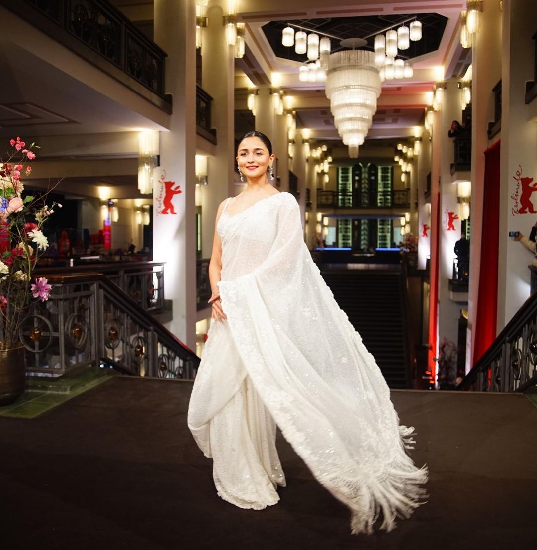 Alia Bhatt Continues Her White Saree Saga Promoting Gangubai