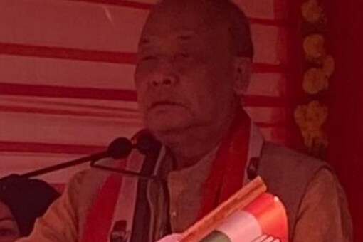 Former Manipur CM Okram Ibobi Singh during a Congress campaign meeting in Lylong constituency on February 19. (Photo: Kamalika Sengupta/ News18)