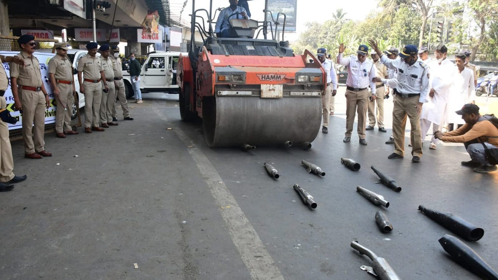 Mumbai Traffic Police Destroys 100 Modified Silencers; Crushes Under ...