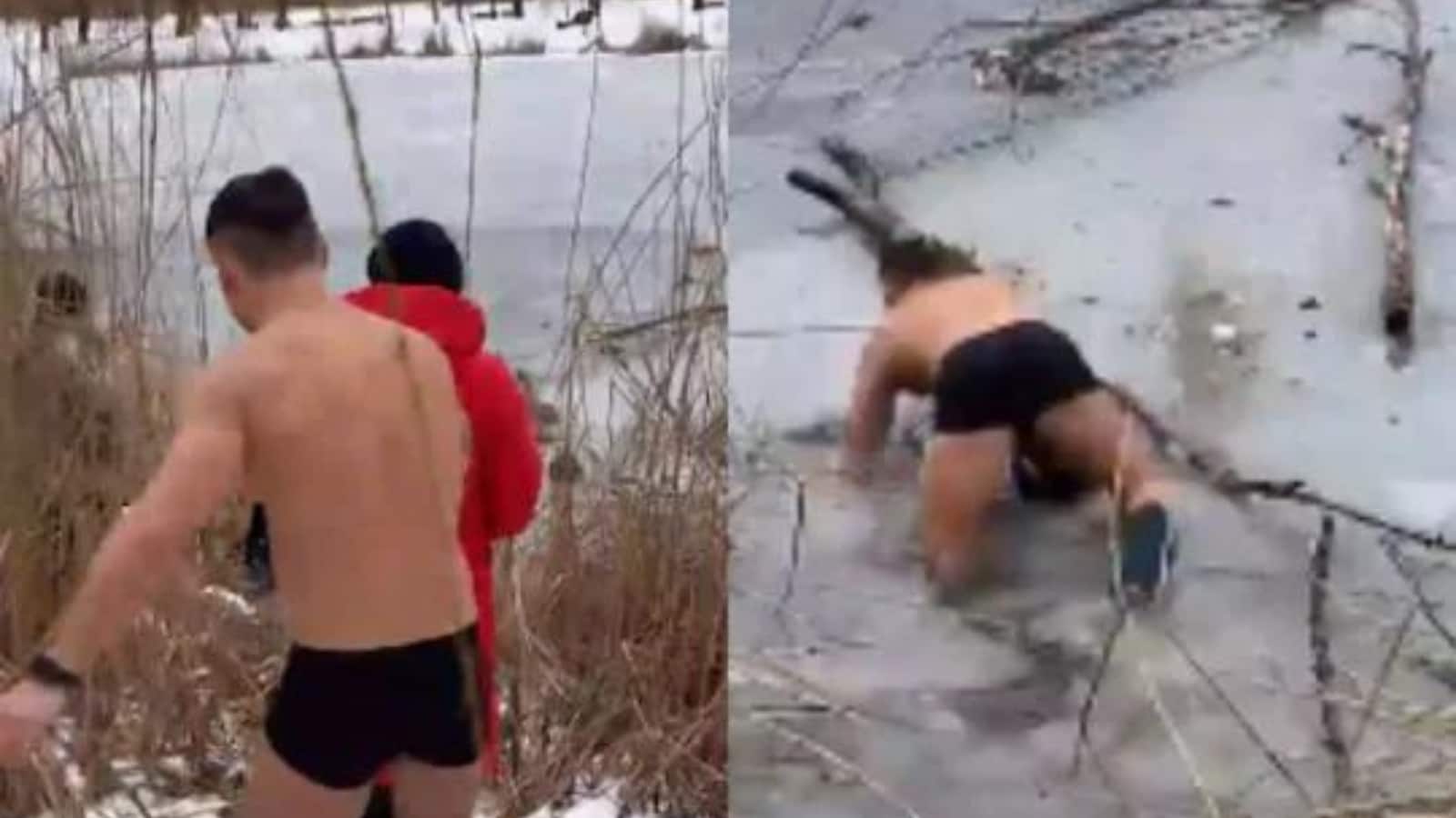 Watch: Man Jumps Into Frozen Lake To Rescue Dog | Buzz News - News18