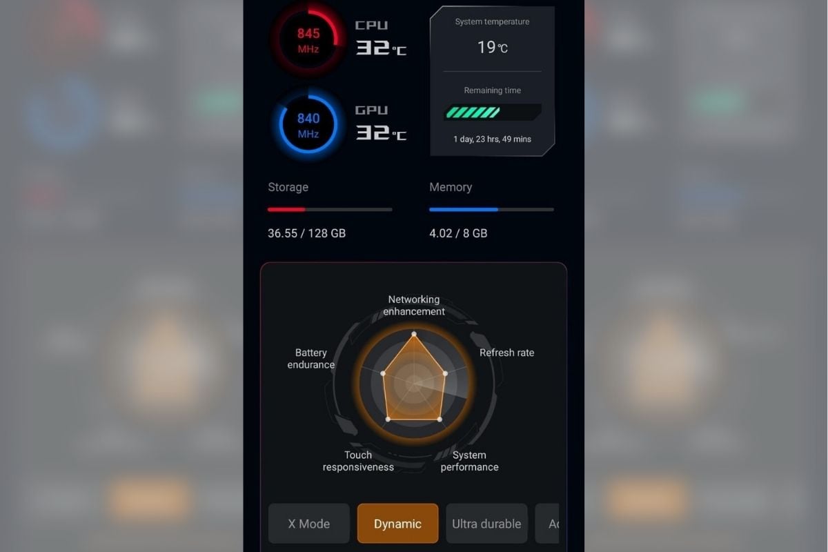 The Armory Crate app offers all the customisations and vitals for your gaming smartphone.