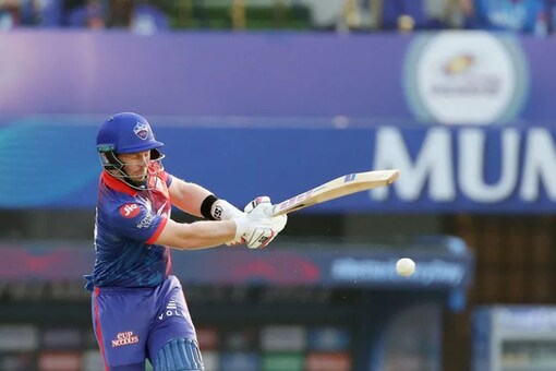 Tim Seifert plays a shot against Mumbai Indians.