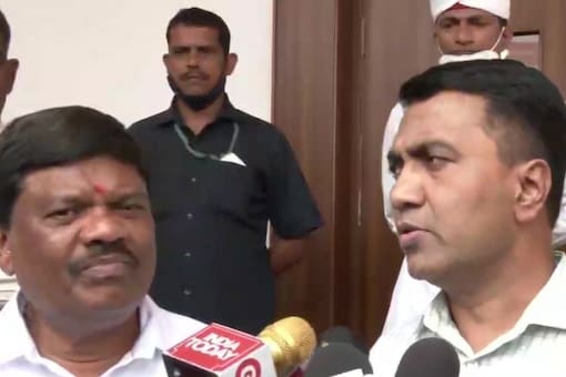BJP leader Gaonkar, who recently won the election from Sanvordem Assembly seat, took the oath at Raj Bhavan. (Image: ANI)