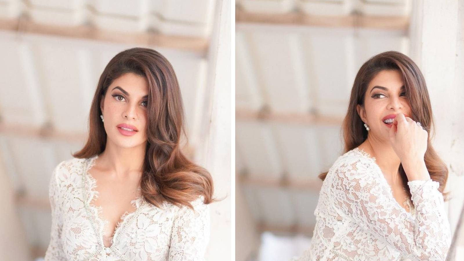 Jacqueline Fernandez Paints An Elegant Picture In White Lace Dress ...