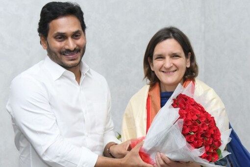 Professor Esther Duflo and her team called on Andhra Pradesh CM Jagan Mohan Reddy at his camp office in Tadepalli where a detailed presentation was made on all the welfare schemes run by the state government. (Photo: News18)