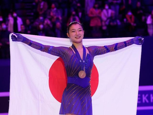 Kaori Sakamoto took advantage of the ban on her Russian rivals (AP Photo)