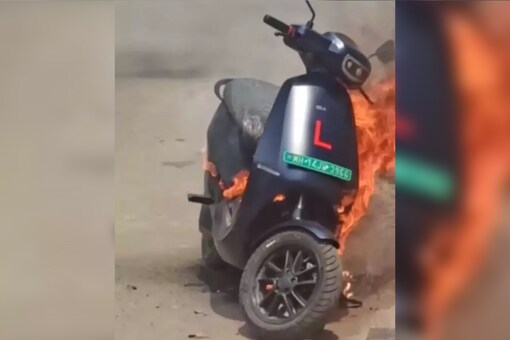 An Ola electric scooter recently caught fire in Pune. (Image Courtesy: Twitter)