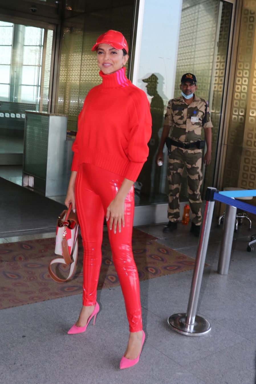 Deepika Padukone makes yet another stunning airport appearance in leather  pants and crop shirt