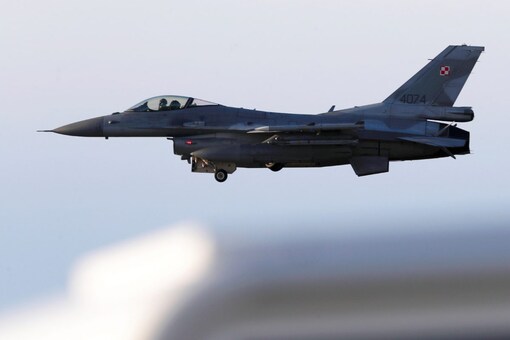 Poland's Air Force F-16 fighter jet flies over Riga International Airport during a NATO military exercise (Image: Reuters File)