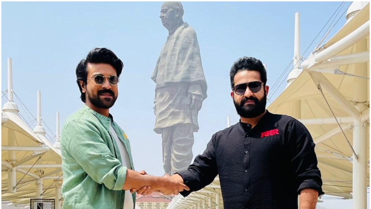 Ram Charan and Jr NTR Promote RRR at Statue of Unity with Their ...