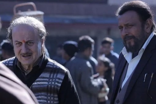 Anupam Kher and Mithun in a still from Vivek Agnihotri's 'The Kashmir Files'.