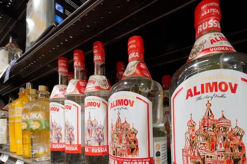 Alimov Vodka, from Russia, in a Total Wine and More store in University Park, Florida, on February 27, 2022. (AP Photo)
