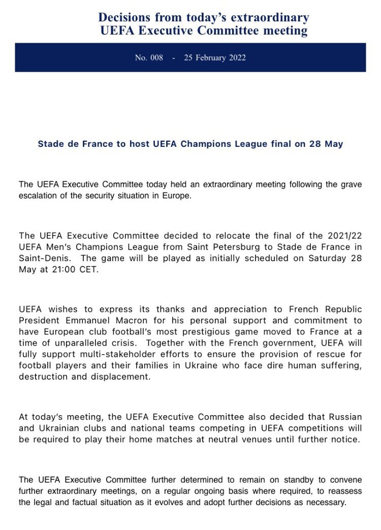 uefa statement paris