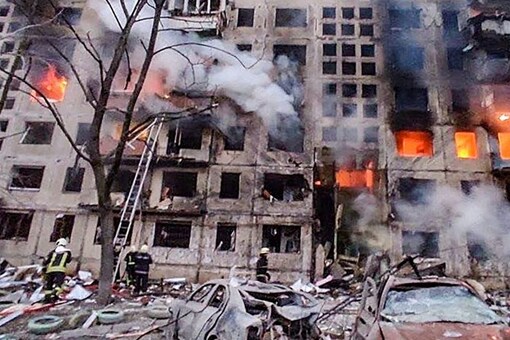 A residential building struck by Russian shelling in Ukraine's capital Kyiv. (File image for representation: PTI Photo)