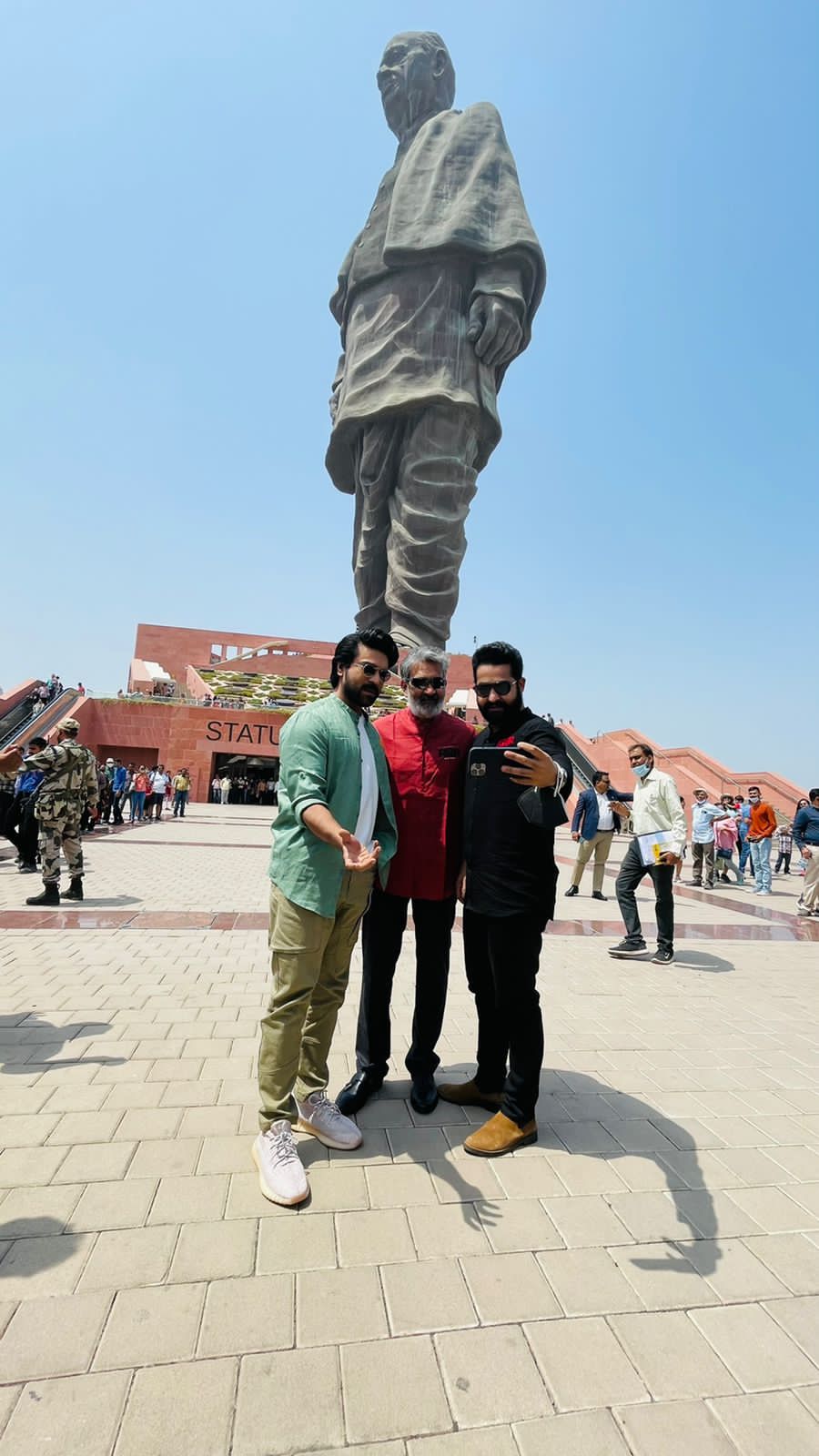 Ram Charan and Jr NTR Promote RRR at Statue of Unity with Their Signature  Handshake Pose
