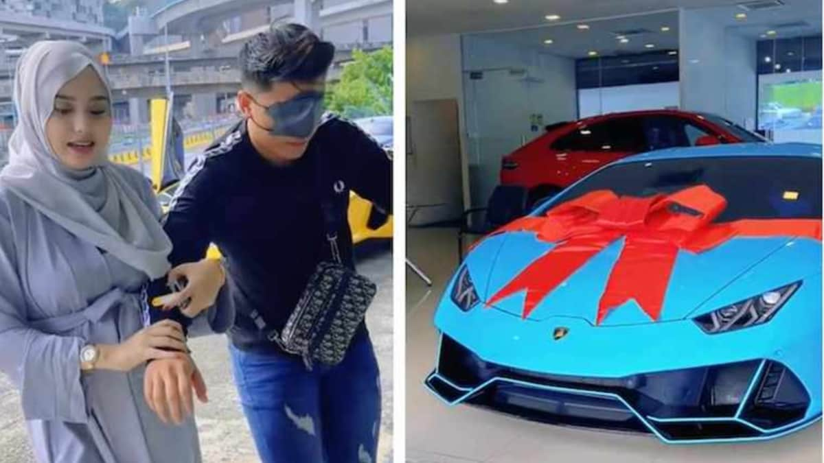 Pregnant Woman Gifts Husband Lamborghini Huracan Supercar