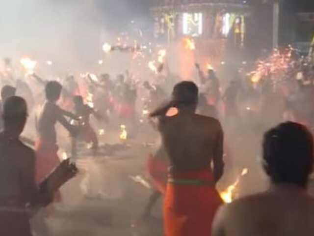 WATCH: Karnataka's Kateel Temple Devotees Hurl Fire at Each Other in ...