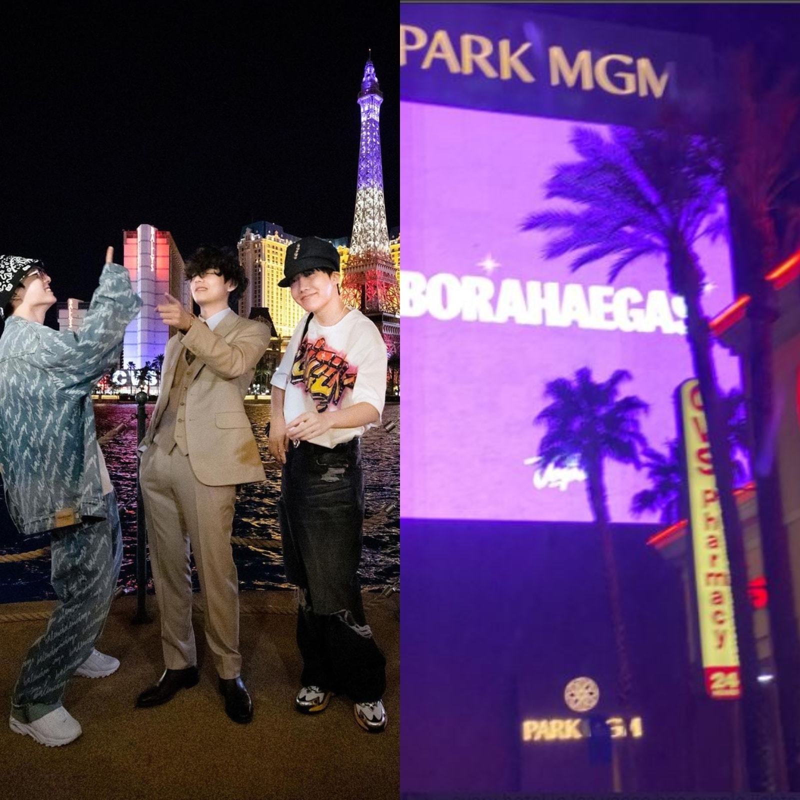 BTS's V enjoys a night out in Las Vegas as the city turns purple