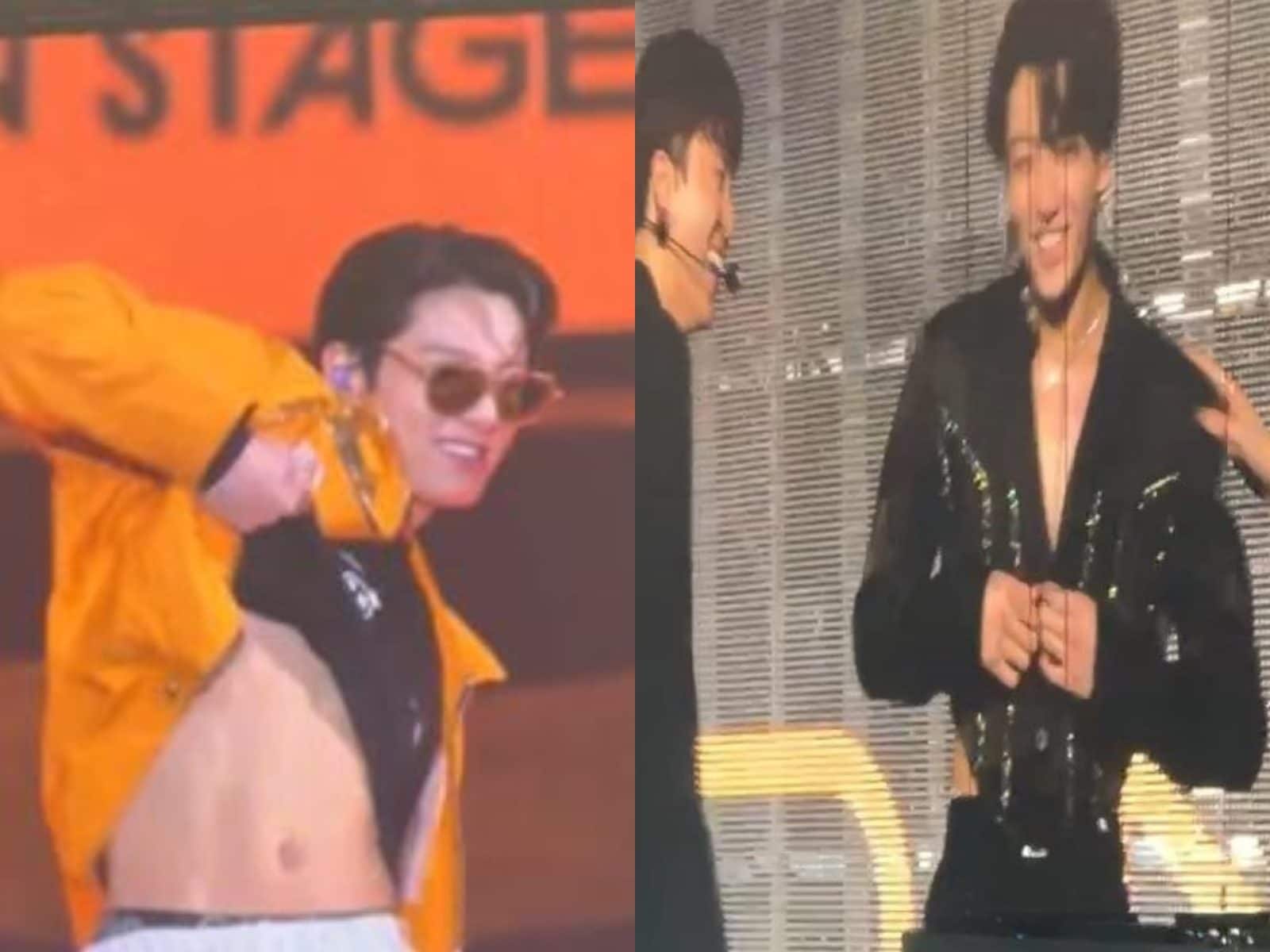 BTS: Jungkook Flashes His Abs During PTD Las Vegas Concert on ARMYs'  Demand, Jimin Buttons His Blazer - News18