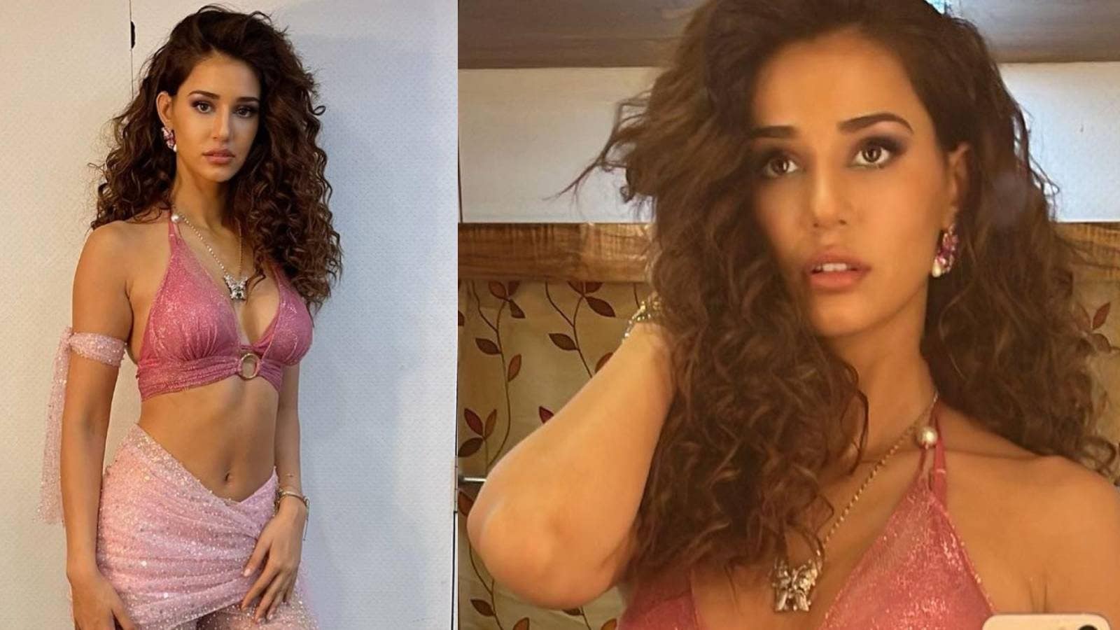 Disha Patani Looks Ravishing In Pink Shimmery Bralette And See Through Pants See The Diva S
