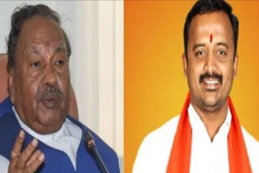 File photo of Karnataka Minister K S Eshwarappa (L) and contractor Santosh Patil (R). (Image: News18 Kannada)