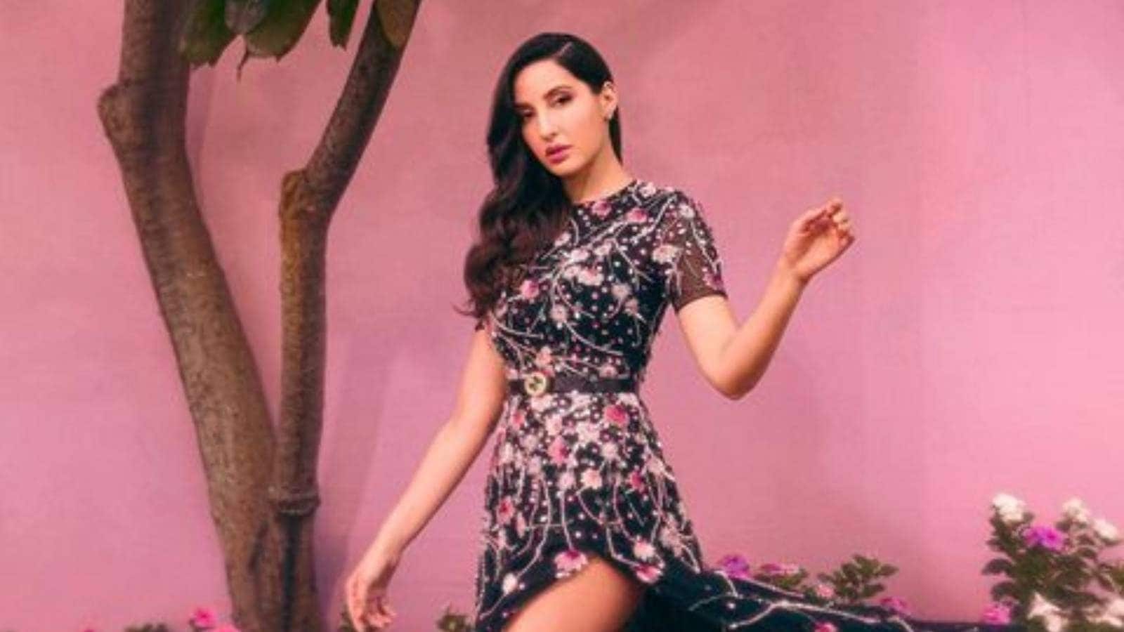 Nora Fatehi Looks Charming In Floral Dress With Thigh-high Slit, Check ...