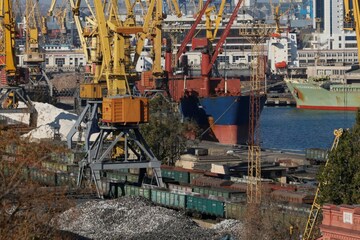 The port facilities in the Black sea port of Odessa, Ukraine before the war on Ukraine began (Image: Reuters File)