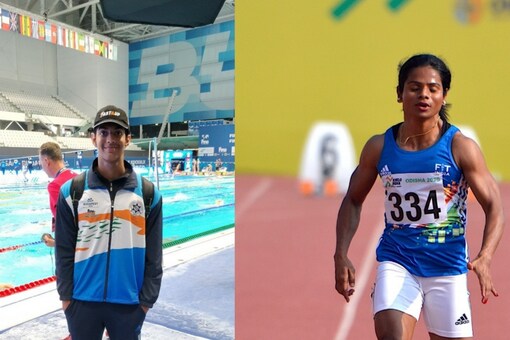 Srihari Nataraj and Dutee Chand (IANS)
