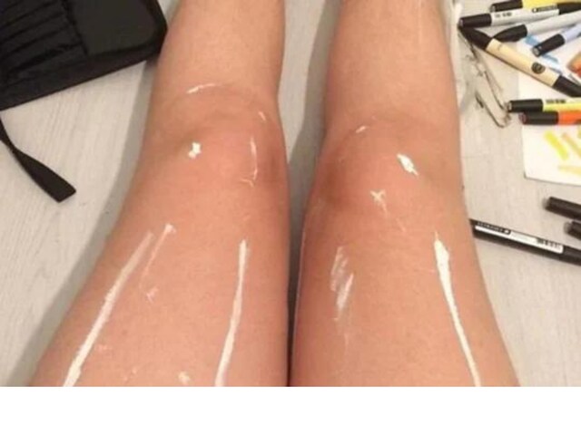 Shiny legs or white paint? The Internet is going crazy over